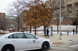 A DePaul Public Safety sits on campus by The Quad last winter. (DePaulia File Photo)