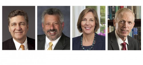 The four finalists for DePaul's provost search. From left to right: Alan Ray, James Coleman, Nancy Brickhouse, Marten denBoer. (Photos courtesy of DePaul University)