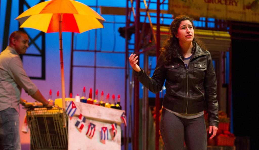 Krystal Ortiz, as Nina in “In The Heights” performs the song “Breathe” while in rehearsal. (Grant Myatt / The DePaulia)