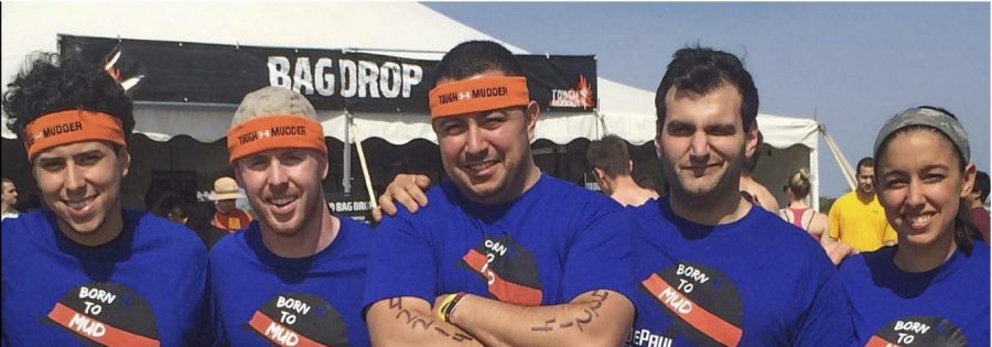 Jeremy Giacomino, second from left, and a group of veterans at DePaul participated as a team in the Tough Mudder, a 10- to 12-mile obstacle race. Photo courtesy of Jeremy Giacomino.