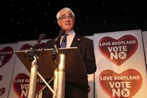 Alistair Darling, leader of the No Campaign to preserve Scottish-English unity, speaks at a press conference after the announcement of the referendum's results Sept. 19. Lynn Cameron/AP