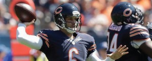 Chicago Bears quarterback Jay Cutler threw two game-changing interceptions in Week One. (AP Photo)