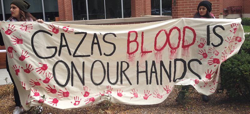 Protest over deaths in Gaza held outside Arts and Letters building 