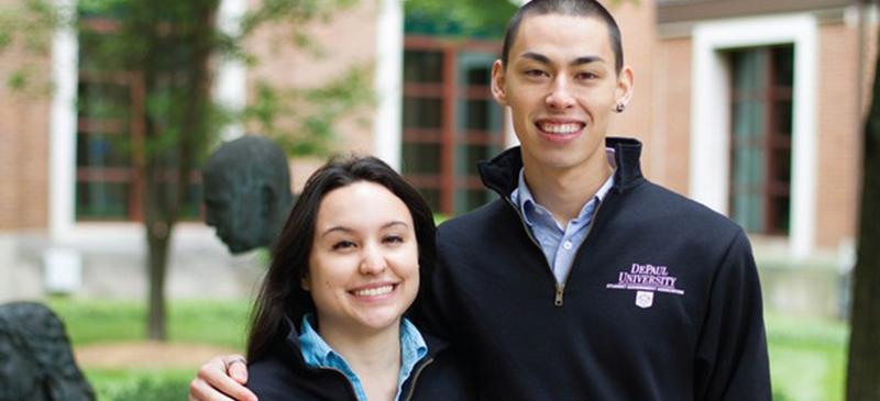 SGA President Matthew von Nida and Vice President Christina Vera pictured last month. “Our goals are having all those different outlets for students to continue their higher education,” von Nida said. (Grant Myatt / The DePaulia)