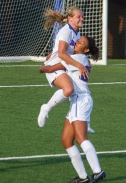 Junior Elise Wyatt celebrates after scoring her second goal of the game in the second half against Illinois State in a 3–1 win. Following Sundays game, Wyatt is now second on DePauls all-time scoring list. (Grant Myatt / The DePaulia)