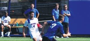 DePaul defender Koray Yesilli left the 2-1 double overtime loss against UIC with an injury, limping off to the sidelines. The extent of his injury is unclear. (Maggie Gallagher / The DePaulia)