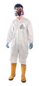 This Ebola costume is complete with a respirator, gloves and yellow boots. (Brands On Sale, Inc. |AP)