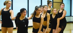 IDC rehearses its full-company routine during the company’s bootcamp Saturday, Oct. 4 in the Ray Meyer Fitness Center. (Courtney Jacquin / The DePaulia)