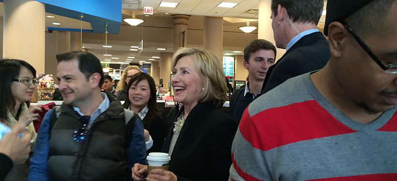 Hillary Clinton, Pat Quinn make coffee stop at DePaul