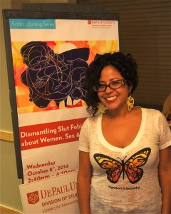 Artist Favianna Rodriguez spoke at DePaul last week on sex and female empowerment. (Parker Asmann / The DePaulia)