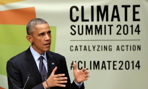 President Barack Obama addresses the Climate Summit at U.N. headquarters Sept. 23. Photo courtesy of Richard Drew | AP