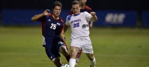 Freshman Caleb Pothast intercepts a pass. (Photo courtesy of DePaul Athletics)