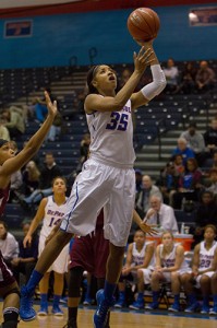 Freshman forward Mart'e Grays scored 22 points in the exhibition game. (Grant Myatt / The DePaulia)