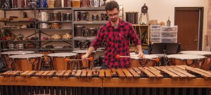  Bonnacci plays the marimba. Small repairs to percussion instruments are made on-site at the Music School, but they are sent out to be professionally tuned. (Maggie Gallagher / The DePaulia)