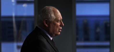 Illinois Gov. Pat Quinn addresses reporters as he concedes the election to Republican challenger Bruce Rauner during a news conference Wednesday, Nov. 5, 2014, in Chicago. Quinn took no questions. (AP Photo/Charles Rex Arbogast)