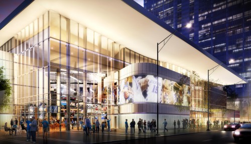 The latest rendering of DePaul’s arena located in the South Loop. The project is now expected to cost $12.5 million more than previously planned, bringing DePaul’s total cost to $82.5 million. (Photo courtesy of DePaul Athletics)