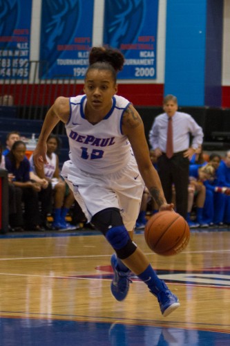 DePaul guard Brittany Hrynko has a fan in rap star Drake. (Grant Myatt / The DePaulia)