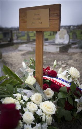 The grave of Ahmed Merabet, a Muslim policeman slain in the Charlie Hebdo attack. (Jacques Brinon | AP)