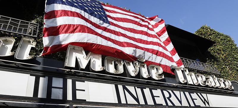 A movie theater in Los Angeles showcases The Interview, a film criticizing North Korea that was subject to international scrutiny. (Richard Vogel | AP)