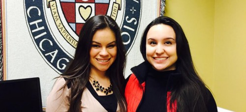 Betzaira Herrera, left, and Cristina Vera beat the odds to attend school with some assistance from MAP grants. The program could now be on the chopping block as the state tries to get its fiscal house in order. (Danielle Church / The DePaulia)