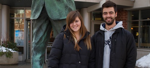 DePaul students Emily Franks and Jose Pauletto first met in person last September after meeting on Tinder. Pauletto, originally from Brazil, began using the app to practice his English. (Grant Myatt / The DePaulia)