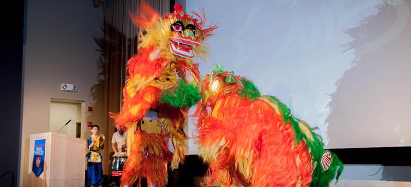Chinese dragons duked it out in the Student Center at DePaul’s sixth annual Chinese New Year Gala. Authentic food and entertainment helped students ring in the Year of the Goat. (Maggie Gallagher / The DePaulia)