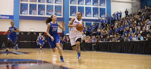 DePaul guard Brittany Hrynko is averaging 5.4 assists per game this season. (Josh Leff / The DePaulia)