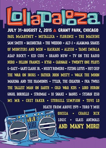 Lollapalooza announced its 2015 lineup today before single-day tickets go on sale at 10 a.m. (Photo courtesy of LOLLAPALOOZA)