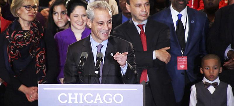 Incumbent Rahm Emanuel at his election night party Feb. 24. (Vanessa Bell / The DePaulia)