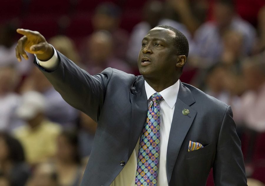 Head coach Tyrone Corbin of the Utah Jazz leads his team against the Houston Rockets on Wednesday, April 11, 2012, in Houston, Texas. (George Bridges/MCT)