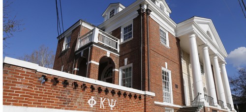 The Phi Kappa Psi fraternity house at the University of Virginia in Charlottesville, Virginia. (Steve Helber | AP)