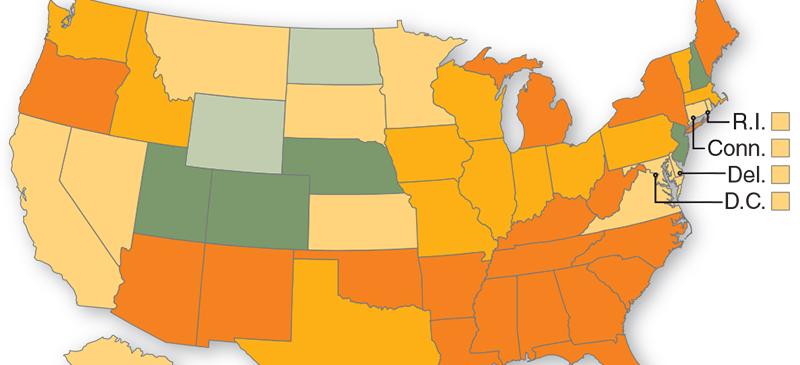 Percentage of the population by state that relies on food stamps in 2013. (Tribune News Service)