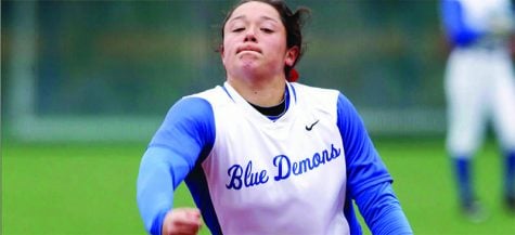 Freshman pitcher Megan Leyva has been the No. 2 starter for the Blue Demons, stepping in behind senior Mary Connolly in the pitching rotation. (Courtesy of DePaul Athletics)