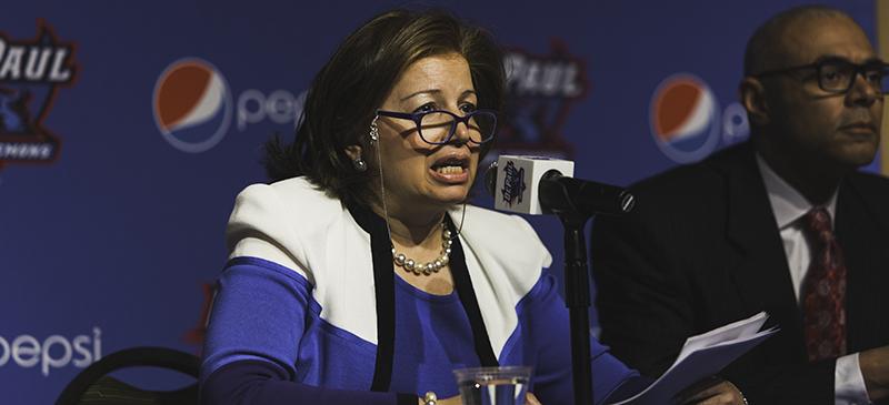 DePaul Athletic Director Jean Lenti Ponsetto in 2014. (Josh Leff / The DePaulia)