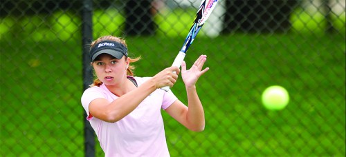 Yuliya Shupenia, in her first year, has been able to succeed as both a number one, a number two and with Rebeca Mitrea as a doubles partner. (Courtesy of DePaul Athletics)