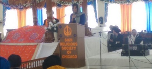 Cook County State's Attorney Anita Alvarez paid a visit to the Palatine Gurudwara speak about the rise in hate crimes against the Sikhs. (Gurnik Singh / The DePaulia)