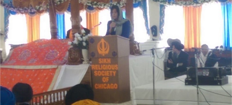 Cook County States Attorney Anita Alvarez paid a visit to the Palatine Gurudwara speak about the rise in hate crimes against the Sikhs. (Gurnik Singh / The DePaulia)