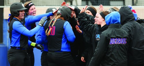 DePaul softball opened up the Big East season with a series sweep of Seton Hall on the road, followed by a two-game series win over Providence. (Courtesy of DePaul Athletics)