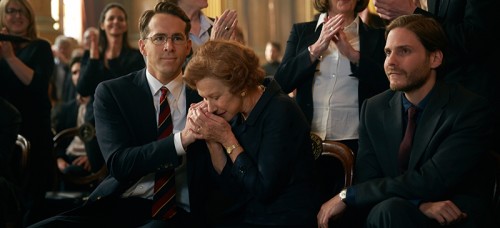 Ryan Reynolds, Helen Mirren and Daniel Bruhl star in “Woman in Gold,” directed by Simon Curtis.  (Photo courtesy of The Weinstein Company)