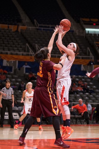 Jacqui Grant (right) will become a Blue Demon after allegations she was verbally abused at Illinois. (Sonny An | The Daily Illini)