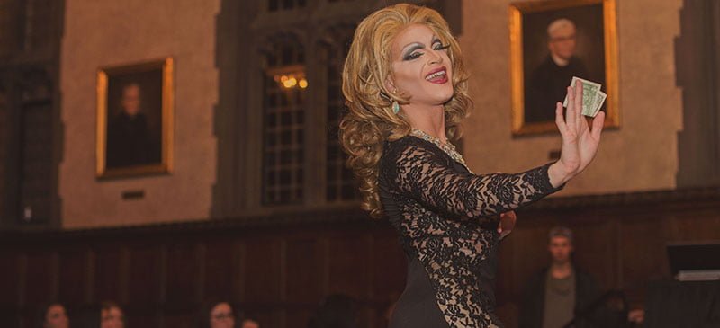 A student performs at the amateur drag show last Friday. The event, sponsored by Act Out DePaul, allows for students to express themselves in ways they otherwise could not. (Olivia Jepson / The DePaulia)