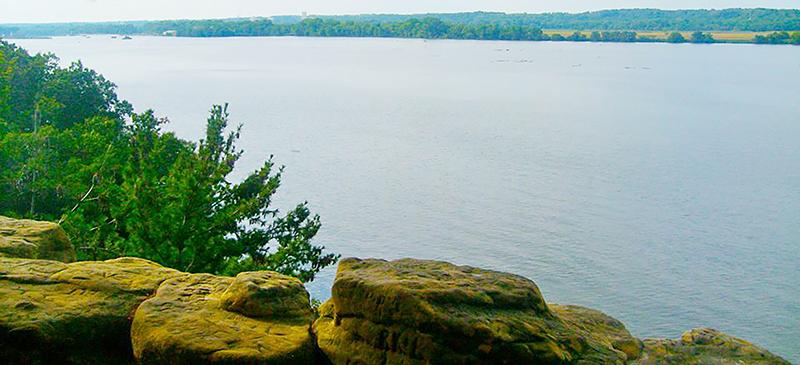 A view from a cliff in Starved Rock State Park in Oglesby, Ill. The park, which is an hour away from Chicago, hosts many visitors throughout the summer. (Hannah Ward / The DePaulia)