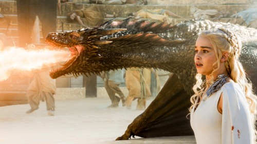 Drogon saves Daenarys from an attack in the fighting pits. (Photo courtesy of HBO)