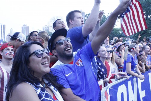 "Thats a hat trick!" 27-year-old Ryan Cruz tells his sister Kristy Renteria after U.S. midfielder Carli Lloyd scores her third goal of the game to give the U.S. a 4-0 lead over Japan in the Women's World Cup.  