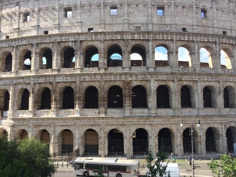 At 2000 years old, the Colosseum is a lasting testament to Roman civilization. It is an engineering and architectural marvel that housed brutal gladiatorial fights and other violent games.  (Marcus Cirone / The DePaulia)