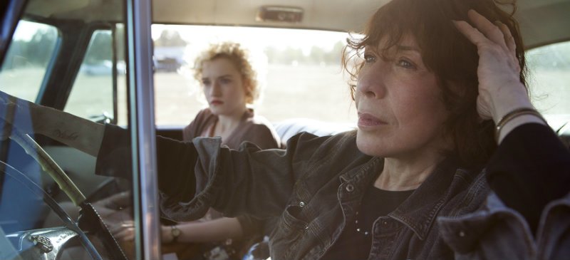 In this image released by Sony Pictures Classics, Julia Garner, left, and Lily Tomlin appear in a scene from Grandma. (Aaron Epstein/Sony Pictures Classics via AP)
