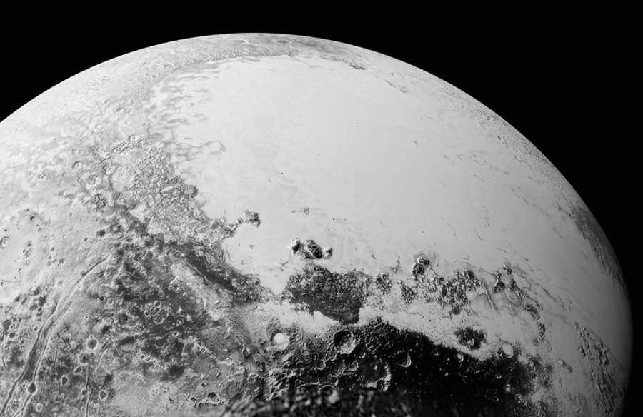 This July 14, 2015, photo provided by NASA shows a synthetic perspective view of Pluto, based on the latest high-resolution images to be downlinked from NASAs New Horizons spacecraft. The new close-up images of Pluto reveal an even more diverse landscape than scientists imagined before New Horizons swept past Pluto in July. (NASA/Johns Hopkins University Applied Physics Laboratory/Southwest Research Institute via AP)