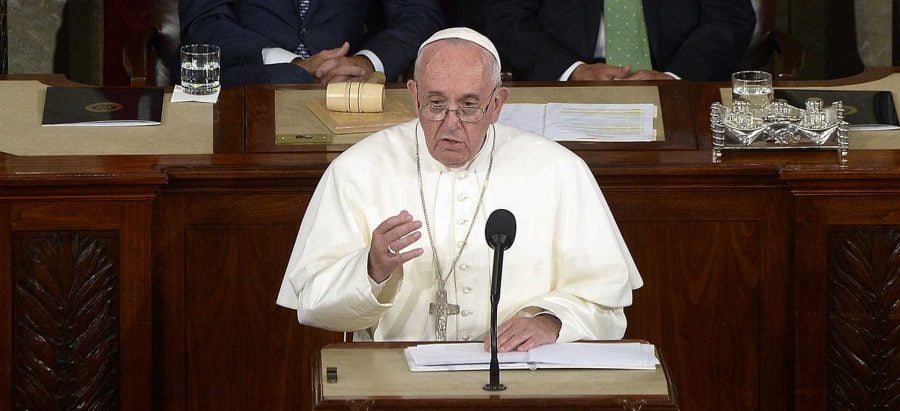 His Holiness Pope Francis addresses a joint session of Congress at the U.S. Capitol in Washington, D.C., on Thursday, Sept. 24, 2015. (Olivier Douliery/Abaca Press/TNS)