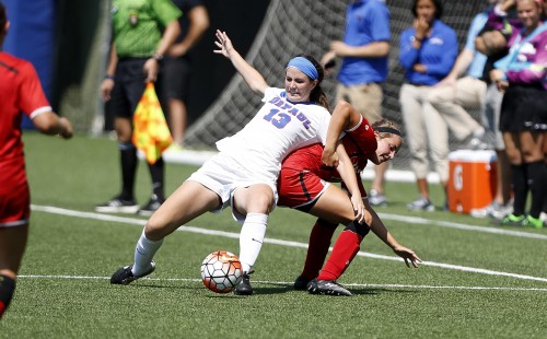 Junior defender Taylor Schissler transferred to DePaul before the 2015 season and has staked a claim as starting left back. Photo courtesy of DePaul Athletics. 