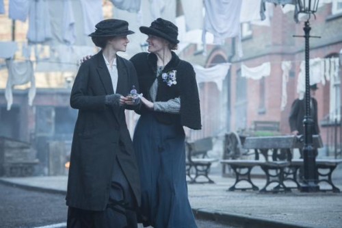 Maud Watts (Carey Mulligan) and Violet Miller (Anne-Marie Duff), are two working-class women in “Suffragette” who join the suffrage movement. Although the film is set over a century ago, it connects to many modern issues. (Photo courtesy of Focus Features.)